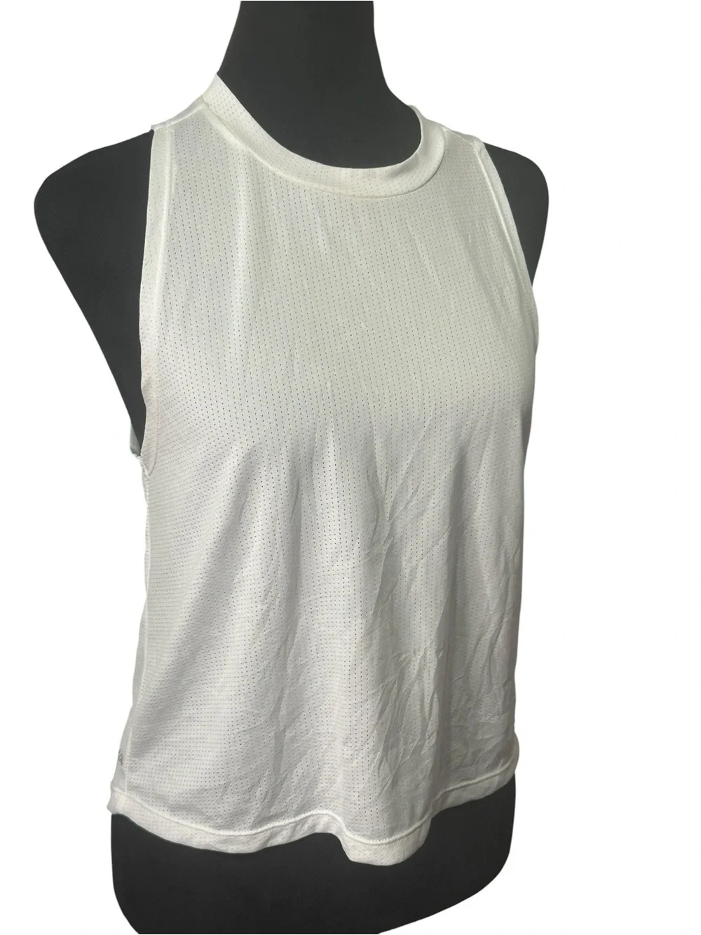 New Balance Women’s S White Mesh Open Back Running Tank Top Tie Workout Athletic